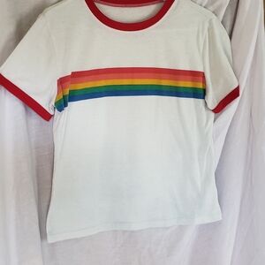 Red and White Crop Top with Classic Crew Neck